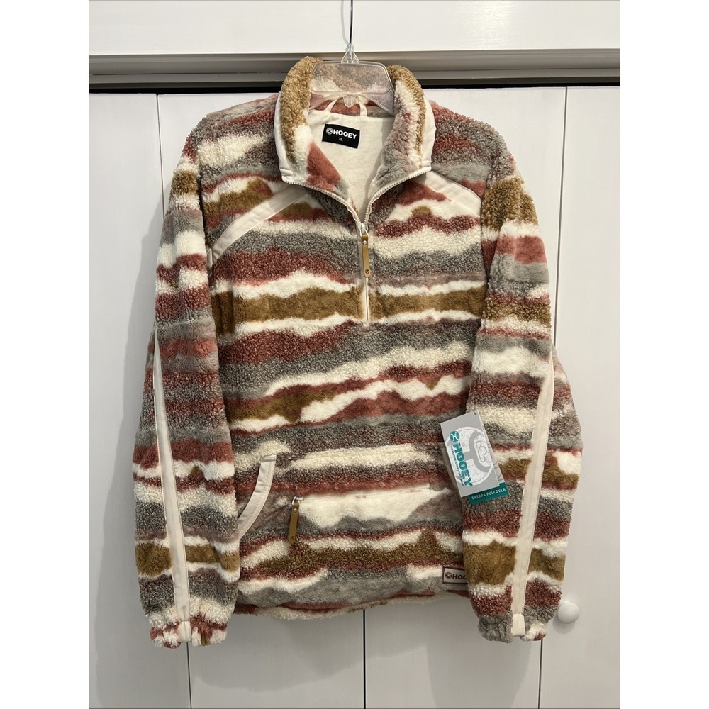 HOOEY Ladies Sherpa Pullover CREAM/GREY‎ Women's Sz XL ~ HFP012CRGY, NEW NWT!